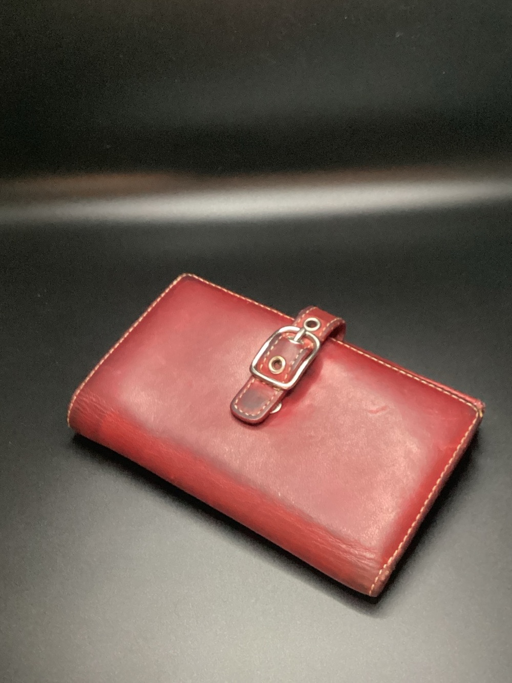 Coach Red Leather Buckle Wallet